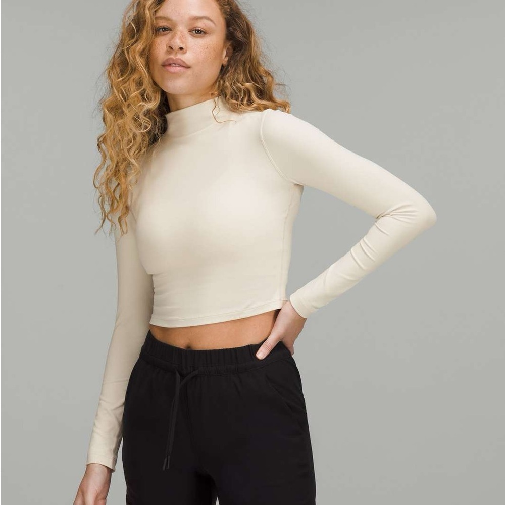 Lululemon All Aligned Mock Neck Long Sleeve Shirt Size 8 - White Opal